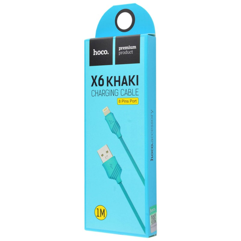 USB кабель Hoco X6 Khaki lightning 1m Blue