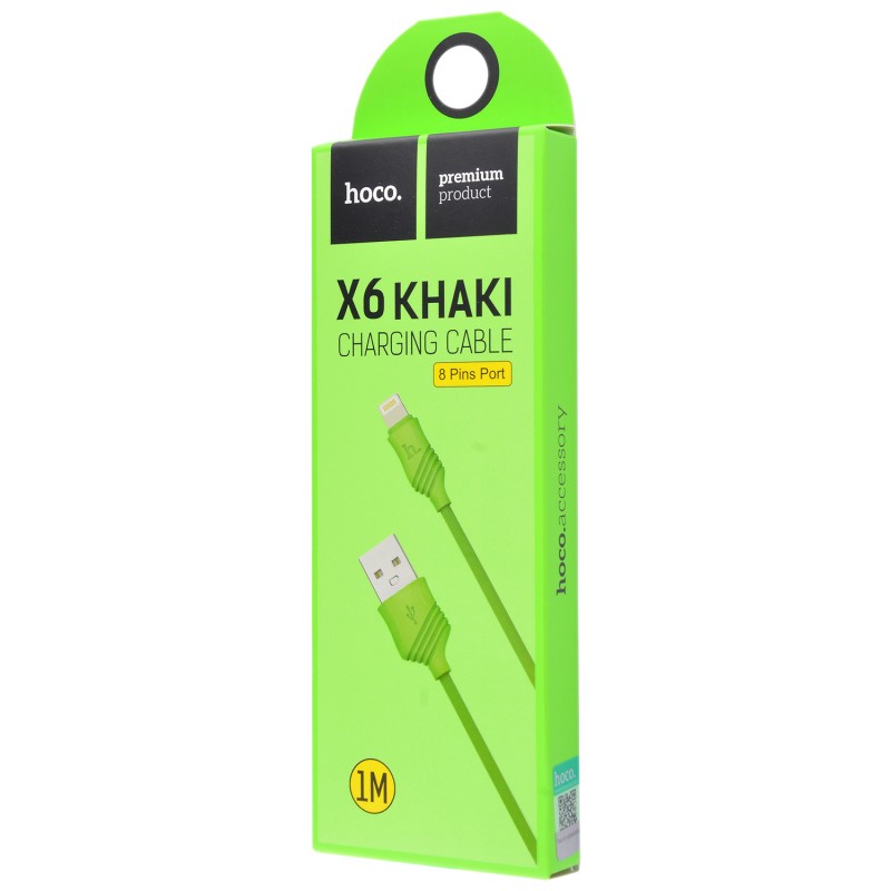 USB кабель Hoco X6 Khaki lightning 1m Green