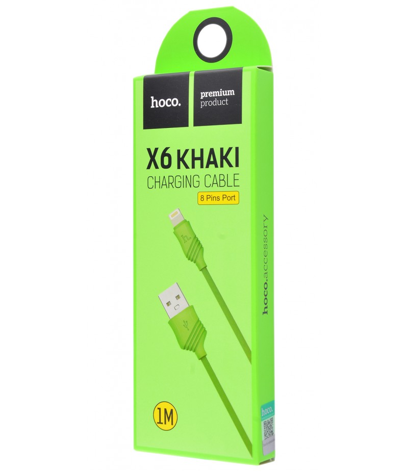 USB кабель Hoco X6 Khaki lightning 1m Green