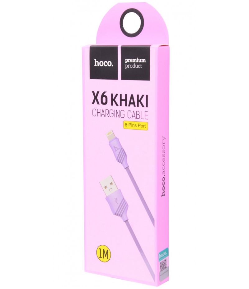 USB кабель Hoco X6 Khaki lightning 1m Purple