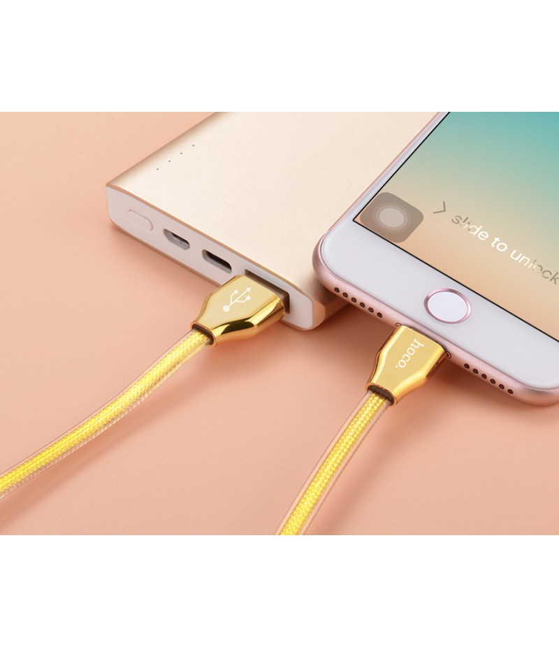USB кабель Hoco X7 Golden Jelly Knitted Lightning 1.2m Gold