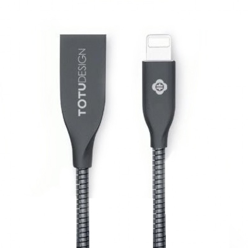 USB кабель Totu Steel Rope Lightning 1m Black