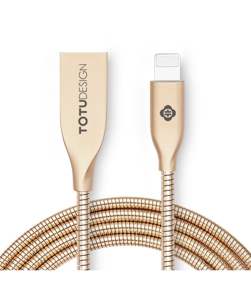 USB кабель Totu Steel Rope Lightning 1m Gold