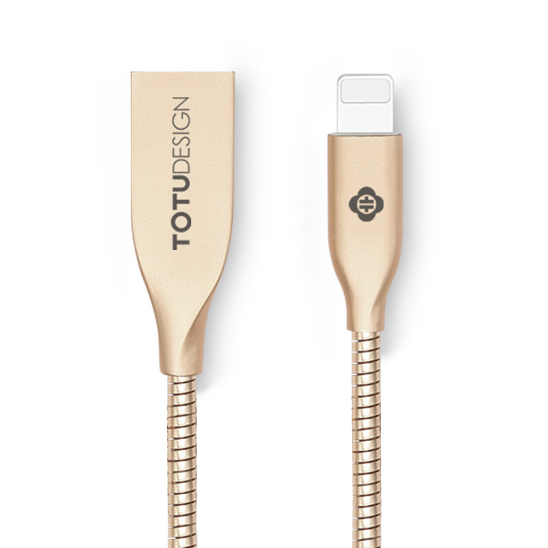 USB кабель Totu Steel Rope Lightning 1m Gold