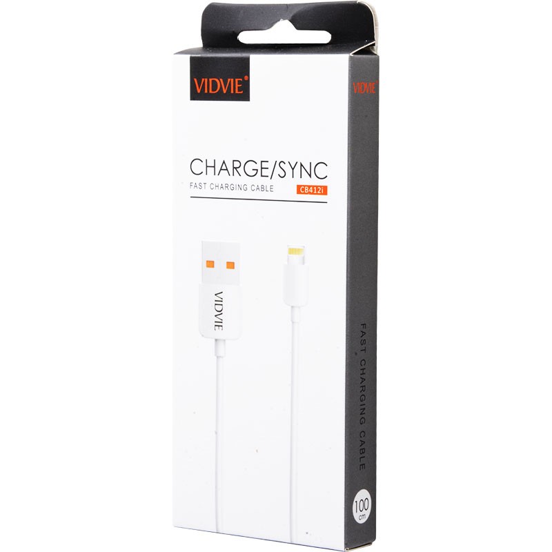 USB кабель Vidvie Lightning 1m White