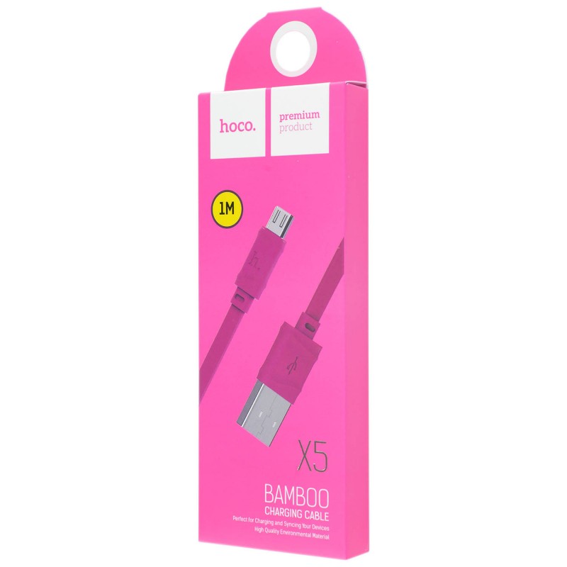 USB кабель Hoco X5 Bamboo microUSB 1m Pink