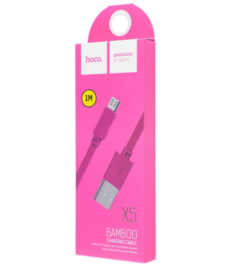 USB кабель Hoco X5 Bamboo microUSB 1m Pink