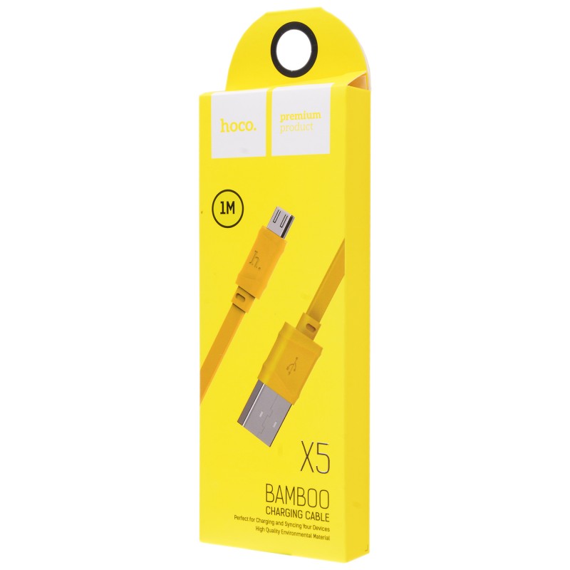 USB кабель Hoco X5 Bamboo microUSB 1m Yellow