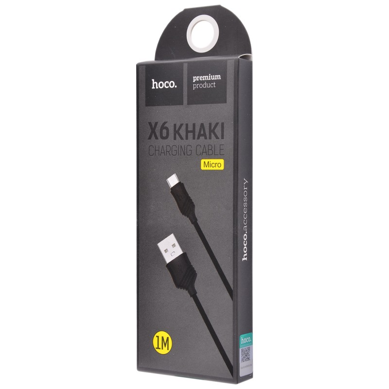 USB кабель Hoco X6 Khaki microUSB 1m Black