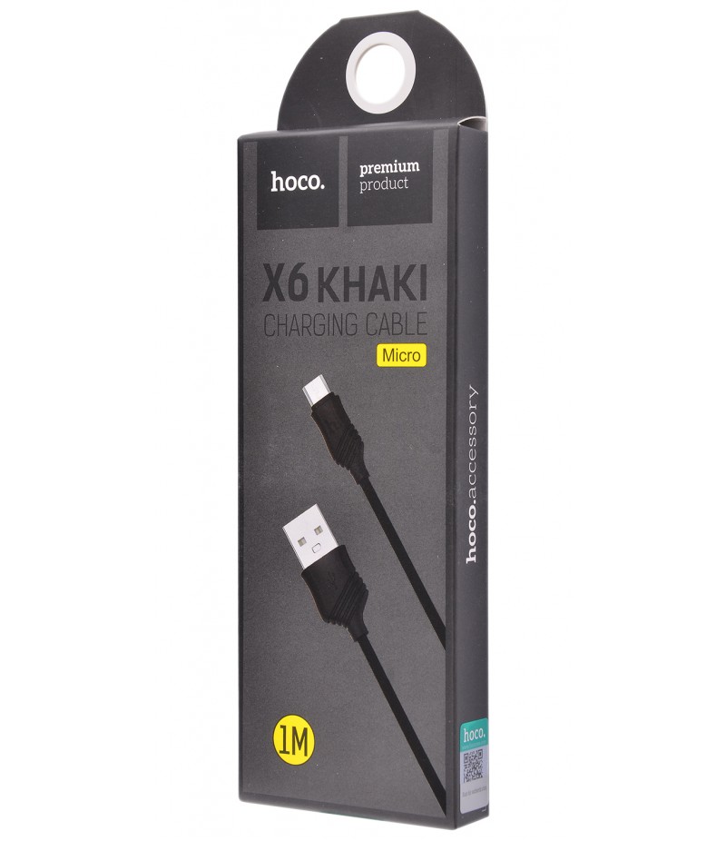 USB кабель Hoco X6 Khaki microUSB 1m Black