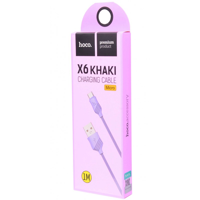USB кабель Hoco X6 Khaki microUSB 1m Purple