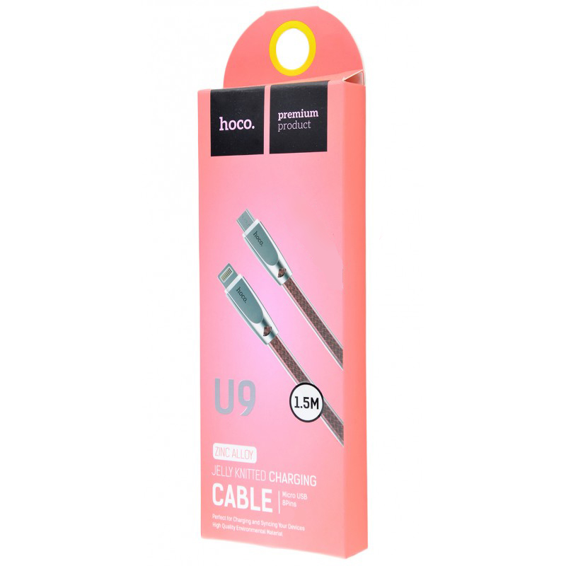 Кабель USB 2в1 Hoco U9 Lightning+MicroUSB 1.5m pink