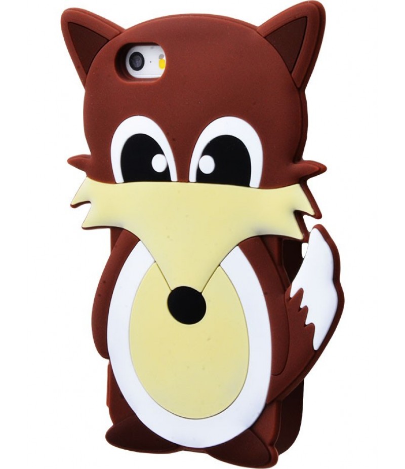 3D чехол Fox iphone 5 brown