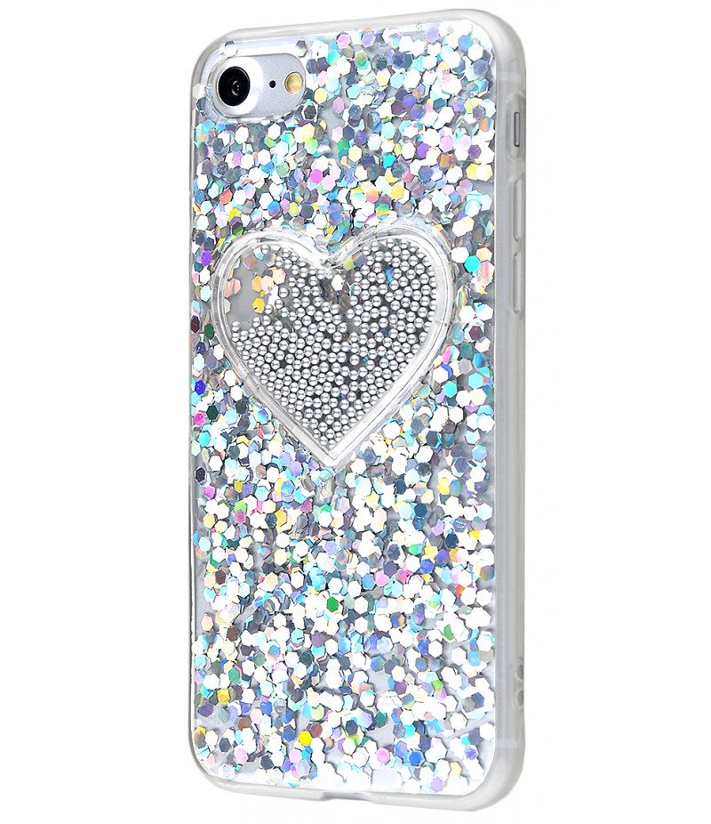 Накладка Diamonds Hearts New iPhone 7/8 silver