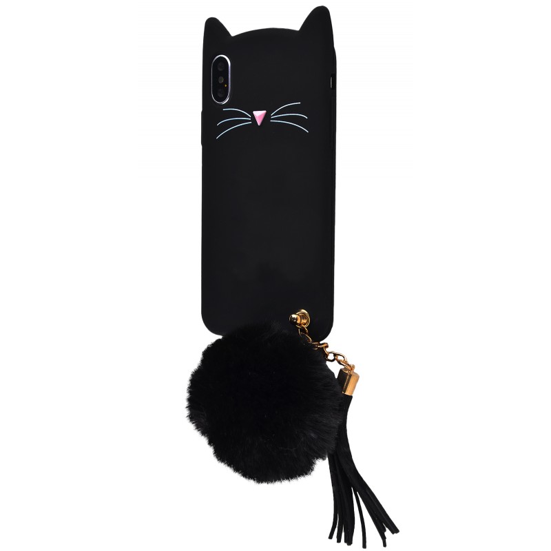 3D чехол Cat Pompon iPhone X Black