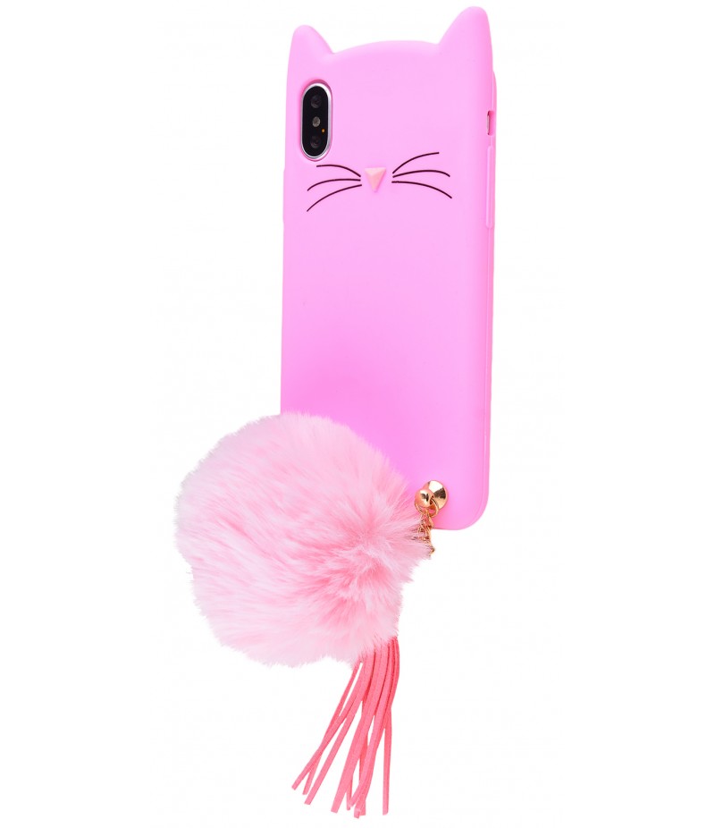 3D чохол Cat Pompon iPhone X Pink