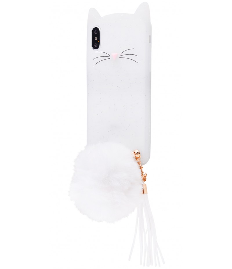 3D чохол Cat Pompon iPhone X White