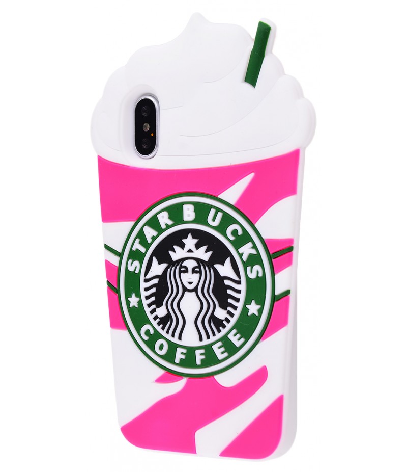 3D чехол Starbuks iPhone X Pink
