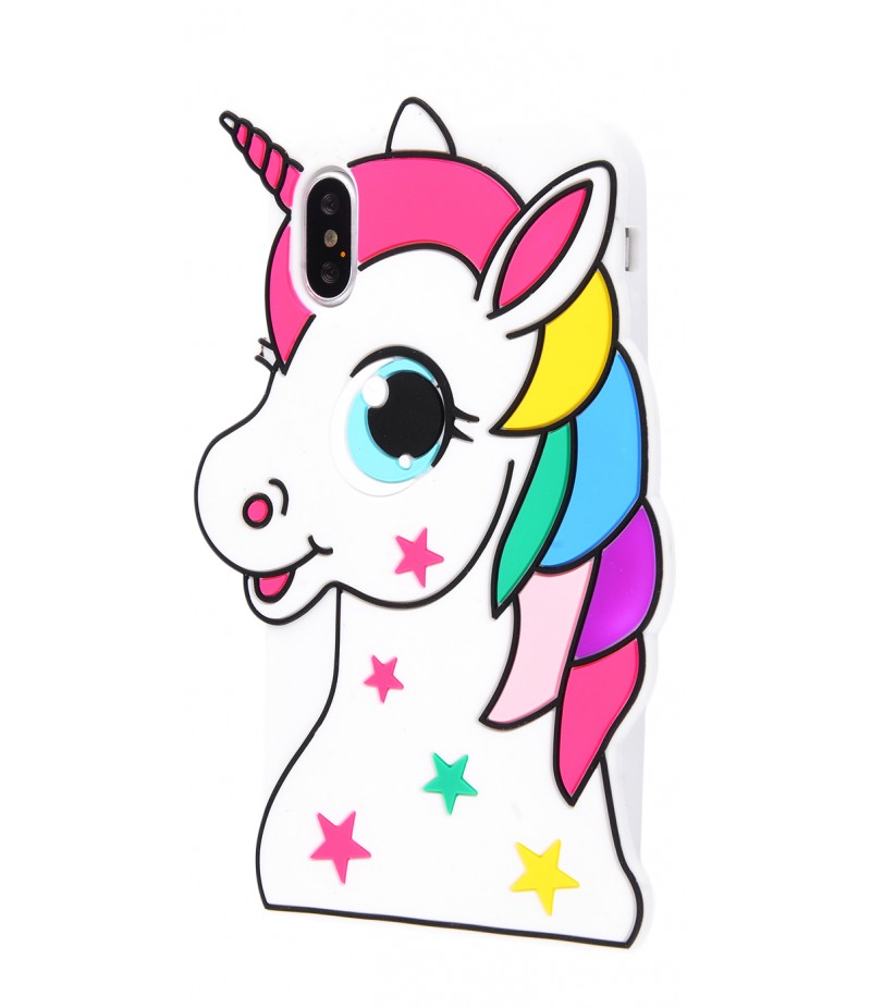 3D чохол Unicorn rainbow iPhone X White