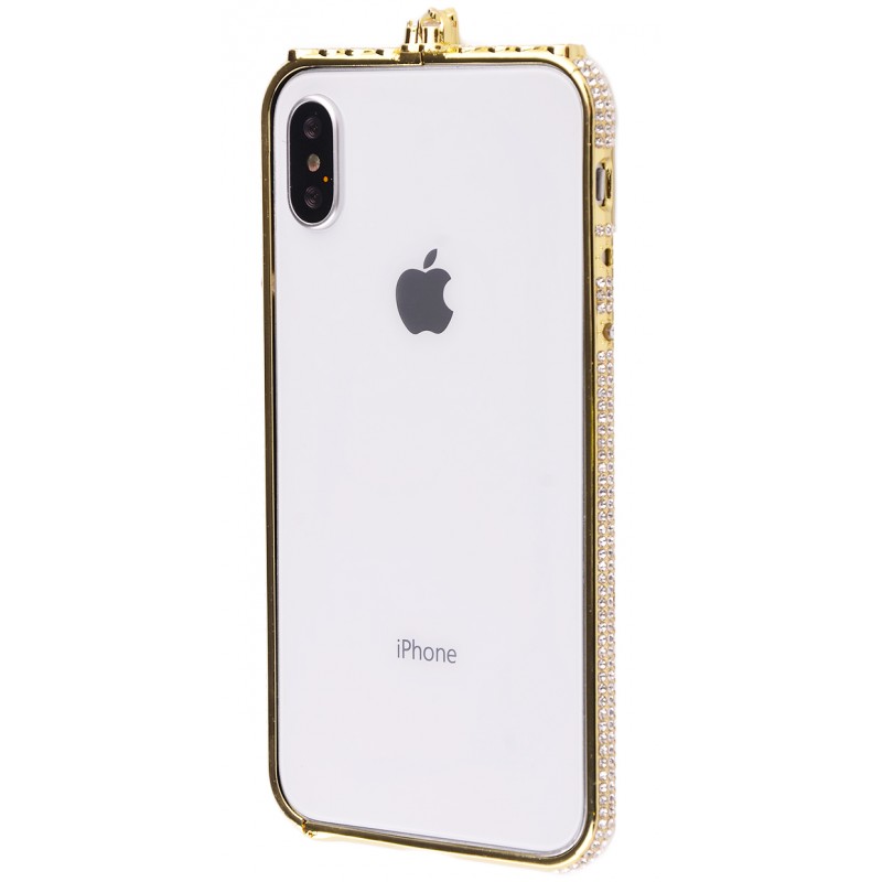 Бампер Crystal Swarovski iPhone X Gold_Silver