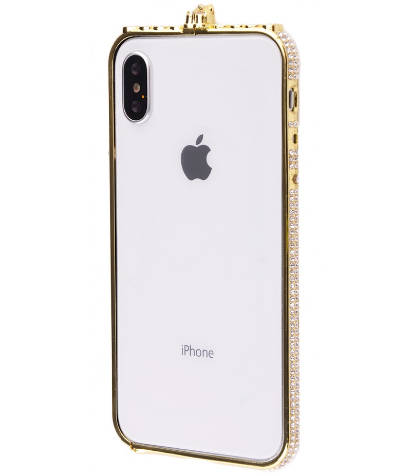 Бампер Crystal Swarovski iPhone X Gold_Silver