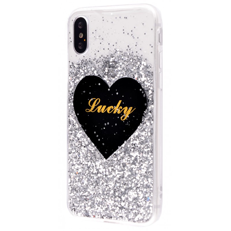 Diamond Hearts Lucky (TPU) iPhone X White
