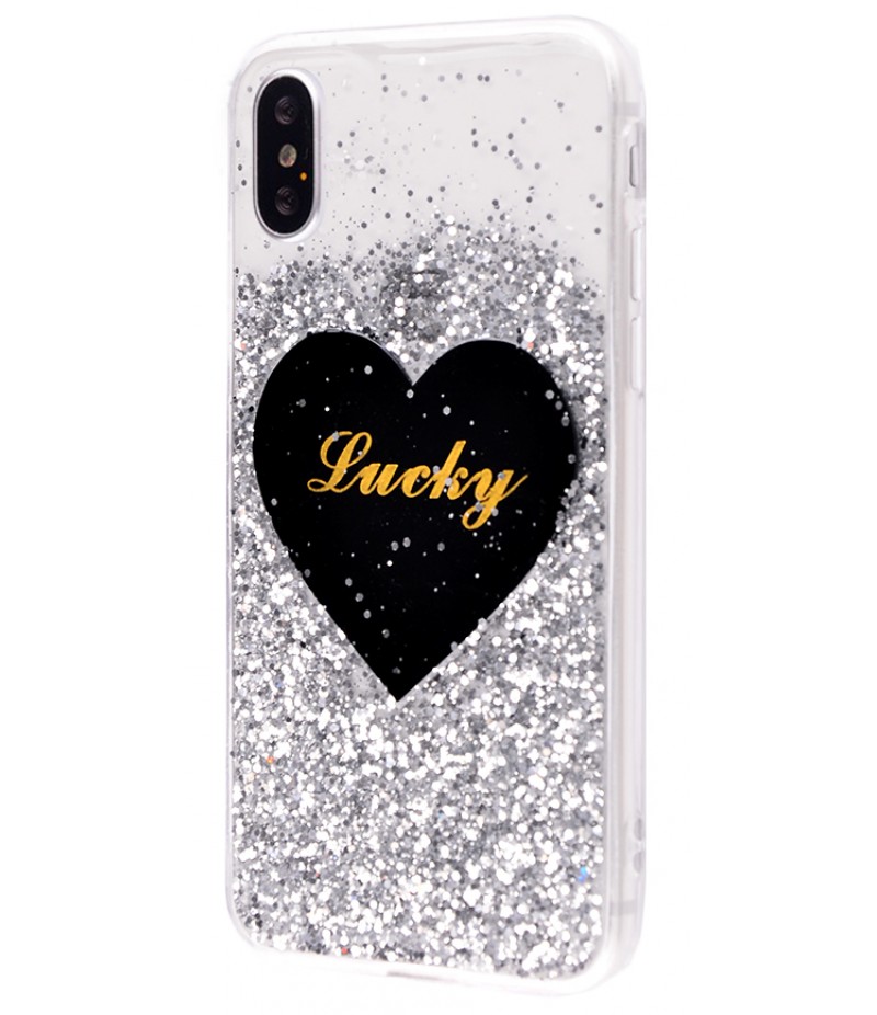 Diamond Hearts Lucky (TPU) iPhone X White