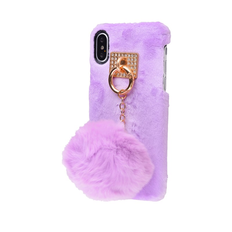 Накладка Fluffy Pompon iPhone X Purple