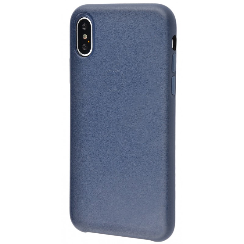 Leather Case Metal Button iPhone X Dark_Blue