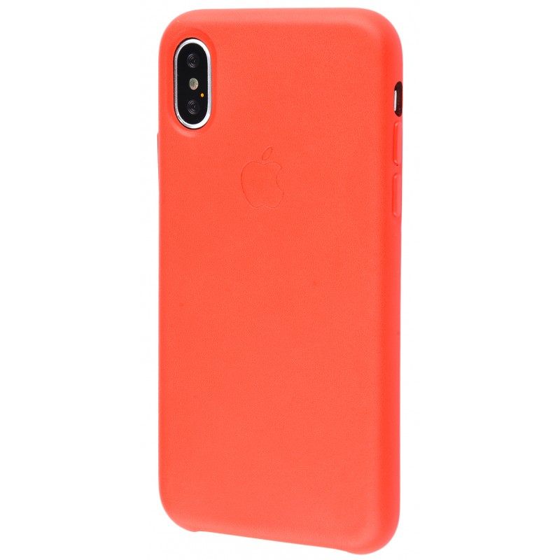 Leather Case Metal Button iPhone X Red