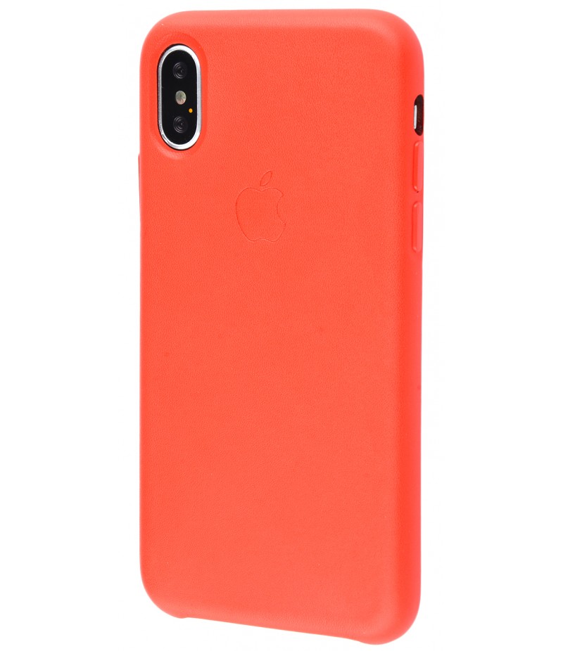 Leather Case Metal Button iPhone X Red