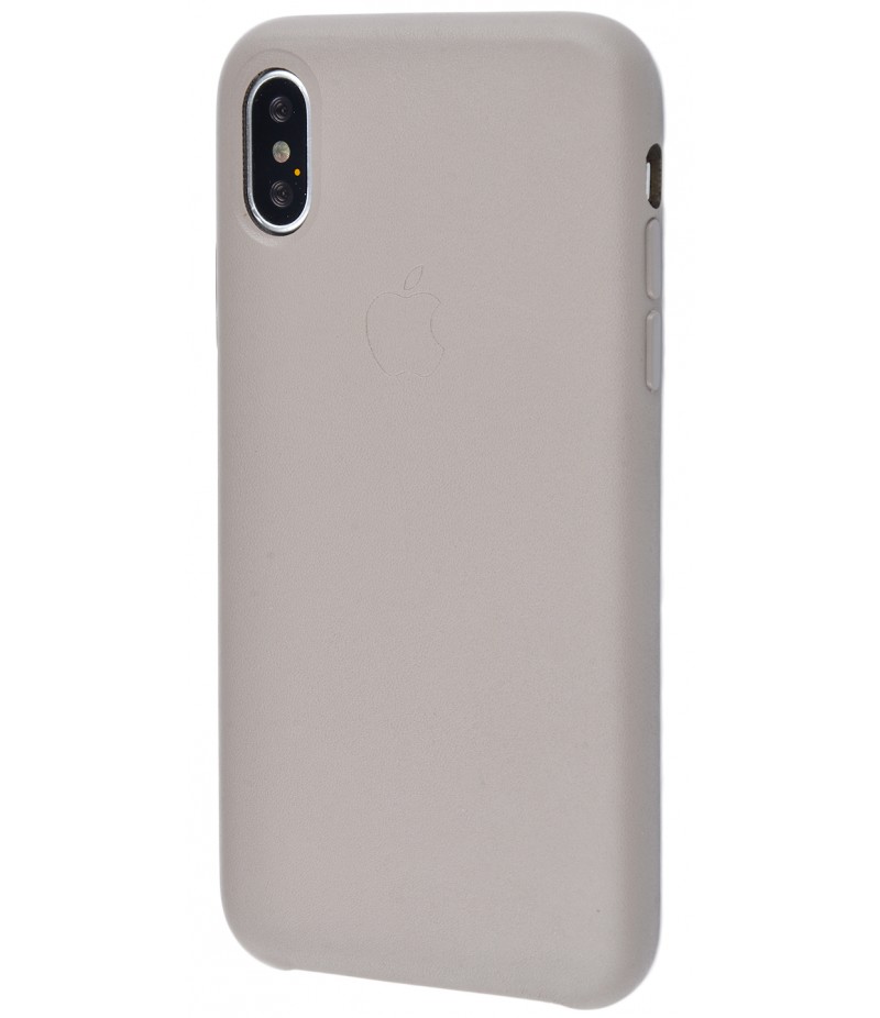 Leather Case Metal Button iPhone X Sundy_Beige