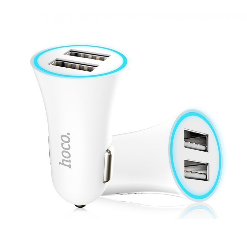 Автомобильное зарядное устройство Hoco UC204 2.4А white