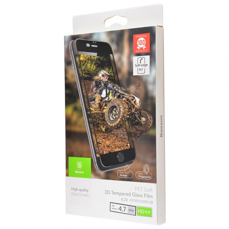 Захисне 3D скло Baseus Pet Soft Glossy 0,23mm White iPhone 7
